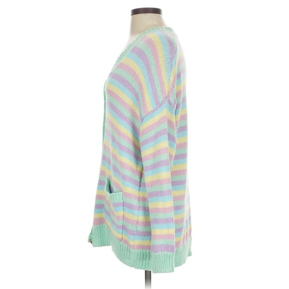 Show Me Your Mumu Pastel Striped Knit 3-Piece Set Cardigan Crop Top & Mini Skirt - Picture 11 of 16